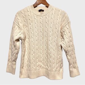 GAP Cable Knit Fisherman Cream Cottagecore Preppy Sweater